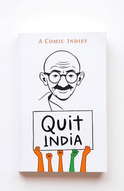 A book cover design titled "Quit India: A Comic Journey" featuring a clean and minimalistic style