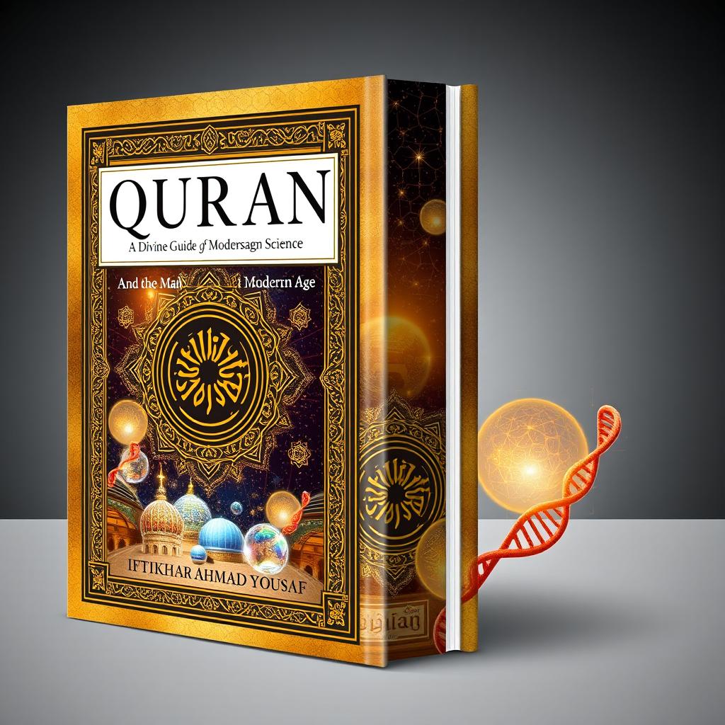 A book cover design for 'QURAN: A Divine Guide for Modern Science and the Man of Modern Age'