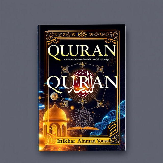 A book cover design for 'QURAN: A Divine Guide for Modern Science and the Man of Modern Age'