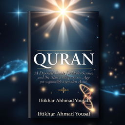 A visually stunning book cover for a title called 'QURAN: A Divine Guide for Modern Science and the Man of Modern Age'