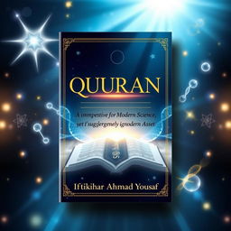 A visually stunning book cover for a title called 'QURAN: A Divine Guide for Modern Science and the Man of Modern Age'