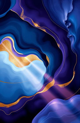 An abstract cover design featuring swirling colors like deep blues, purples, and hints of gold that evokes a sense of philosophical wonder and contemplation about life and existence