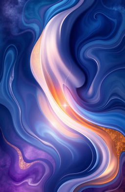 An abstract cover design featuring swirling colors like deep blues, purples, and hints of gold that evokes a sense of philosophical wonder and contemplation about life and existence