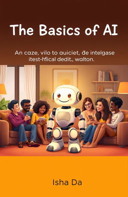 A cozy living room scene featuring a friendly robot interacting with a diverse group of people, showcasing the integration of artificial intelligence into daily life