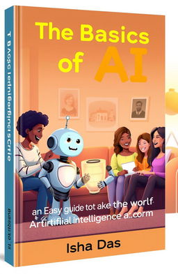 A cozy living room scene featuring a friendly robot interacting with a diverse group of people, showcasing the integration of artificial intelligence into daily life