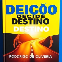 Capa de livro impactante e vibrante, com o título "DECISÃO DECIDE DESTINO" em letras grandes e atraentes no topo, utilizando uma fonte moderna