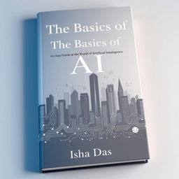 An elegant book cover featuring a sophisticated blend of a modern city skyline and abstract digital elements, such as intricate circuit patterns and subtle icons representing AI applications like smart home devices and data analytics