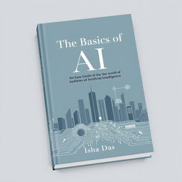 An elegant book cover featuring a sophisticated blend of a modern city skyline and abstract digital elements, such as intricate circuit patterns and subtle icons representing AI applications like smart home devices and data analytics