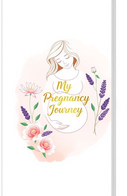 An elegant, minimalist pregnancy journal cover design featuring soft pastel colors like blush pink and mint green