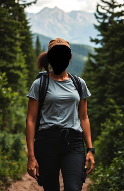 A simple lady dressed in casual adventure gear, showcasing an adventurous spirit