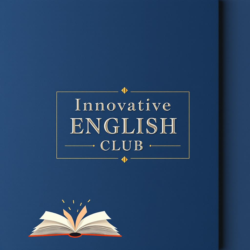 An elegant and aesthetic A5 landscape notebook cover design for 'Innovative English Club', tailored for universal appeal