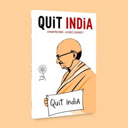 A book cover design titled "Quit India: A Comic Journey" featuring a highly simplified and focused aesthetic