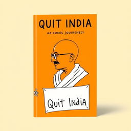 A book cover design titled "Quit India: A Comic Journey" featuring a highly simplified and focused aesthetic