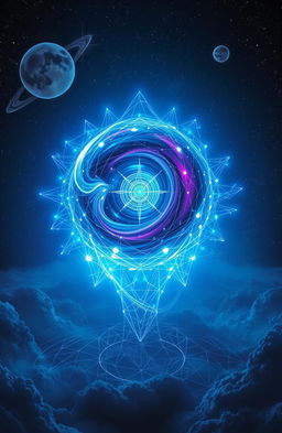 An otherworldly intelligence, depicted as a glowing, ethereal being made of swirling cosmic energy