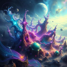 An intricate digital artwork depicting the 'Creation of the Extradimensional Echoes'