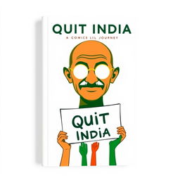 A book cover design titled "Quit India: A Comic Journey" featuring a clean and minimalistic aesthetic