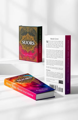 A visually stunning book mockup showcasing three views: the front cover, the spine, and the back cover of a book