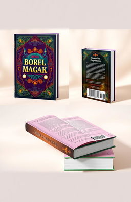 A visually stunning book mockup showcasing three views: the front cover, the spine, and the back cover of a book