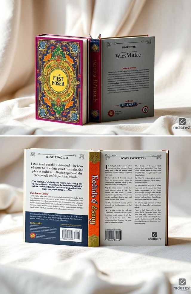 A visually stunning book mockup showcasing three views: the front cover, the spine, and the back cover of a book