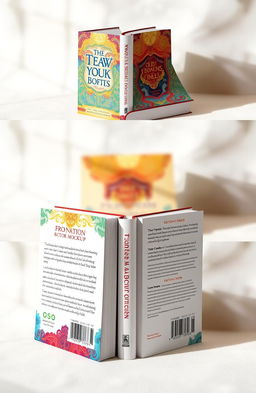 A visually stunning book mockup showcasing three views: the front cover, the spine, and the back cover of a book