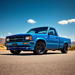 A stunning 1994 Ranger pickup truck with a simple cab design, lowered to enhance its sporty aesthetic