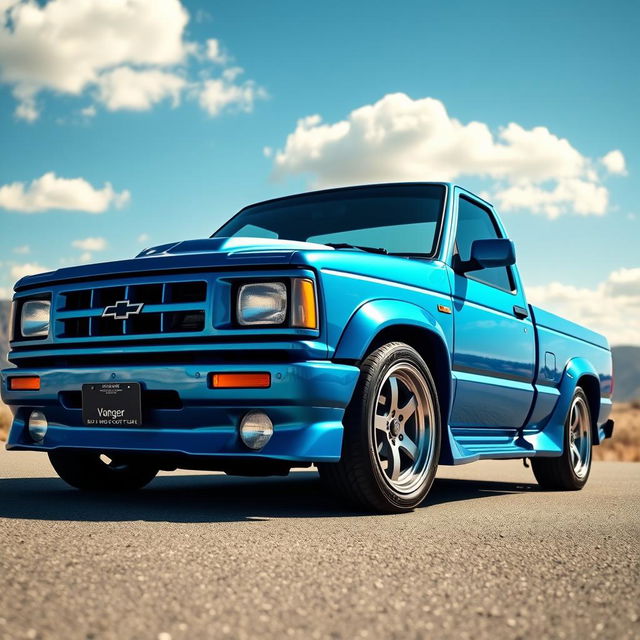 A stunning 1994 Ranger pickup truck with a simple cab design, lowered to enhance its sporty aesthetic