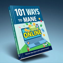 Create a visually compelling book cover for a guide titled "101 Ways to Make Money Online"