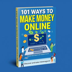 Create a visually compelling book cover for a guide titled "101 Ways to Make Money Online"