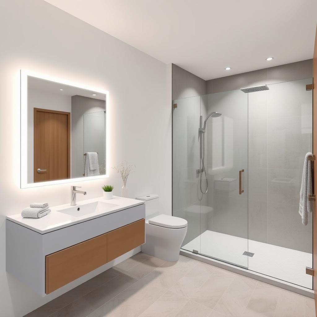 A modern bathroom design featuring sleek lines and minimalist aesthetics