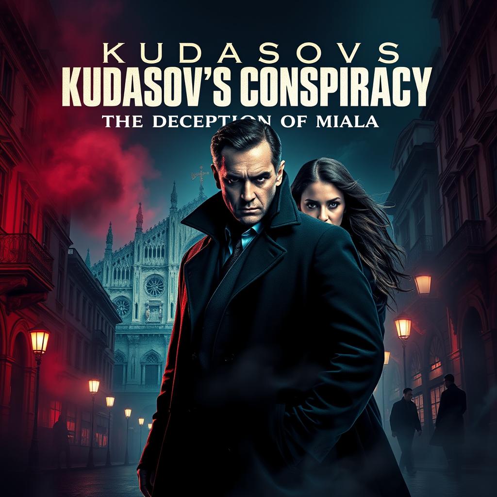 An eye-catching movie poster featuring the title 'Kudasov's Conspiracy: the Deception of Milana' in bold, suspenseful typography across the top