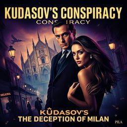An engaging and dramatic movie poster titled 'Kudasov's Conspiracy: the Deception of Milana', featuring bold, striking typography prominently displayed at the top