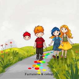 An illustrated children's book cover featuring a sad 5-year-old boy walking down a nature path surrounded by gray scenery