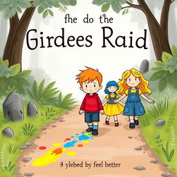 An illustrated children's book cover featuring a sad 5-year-old boy walking down a nature path surrounded by gray scenery