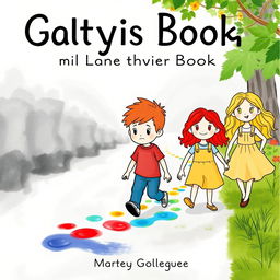 An illustrated children's book cover featuring a sad 5-year-old boy walking down a nature path surrounded by gray scenery