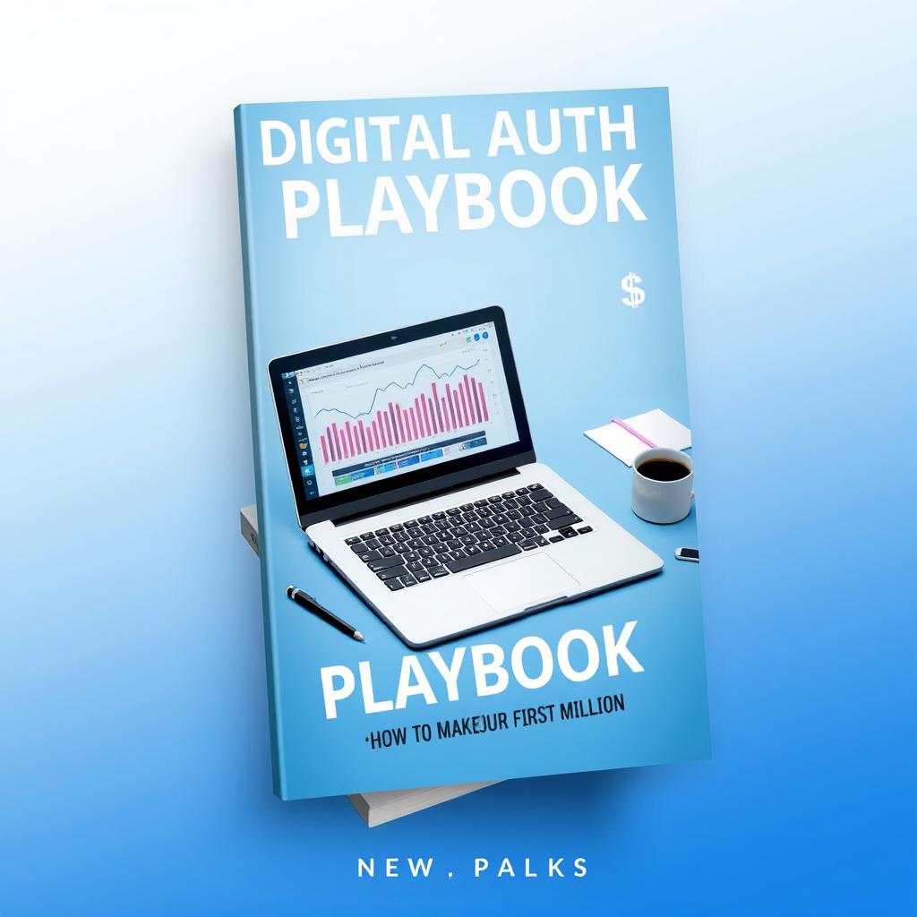 An eye-catching book cover design for 'The Digital Author's Playbook: How to Make Your First Million'