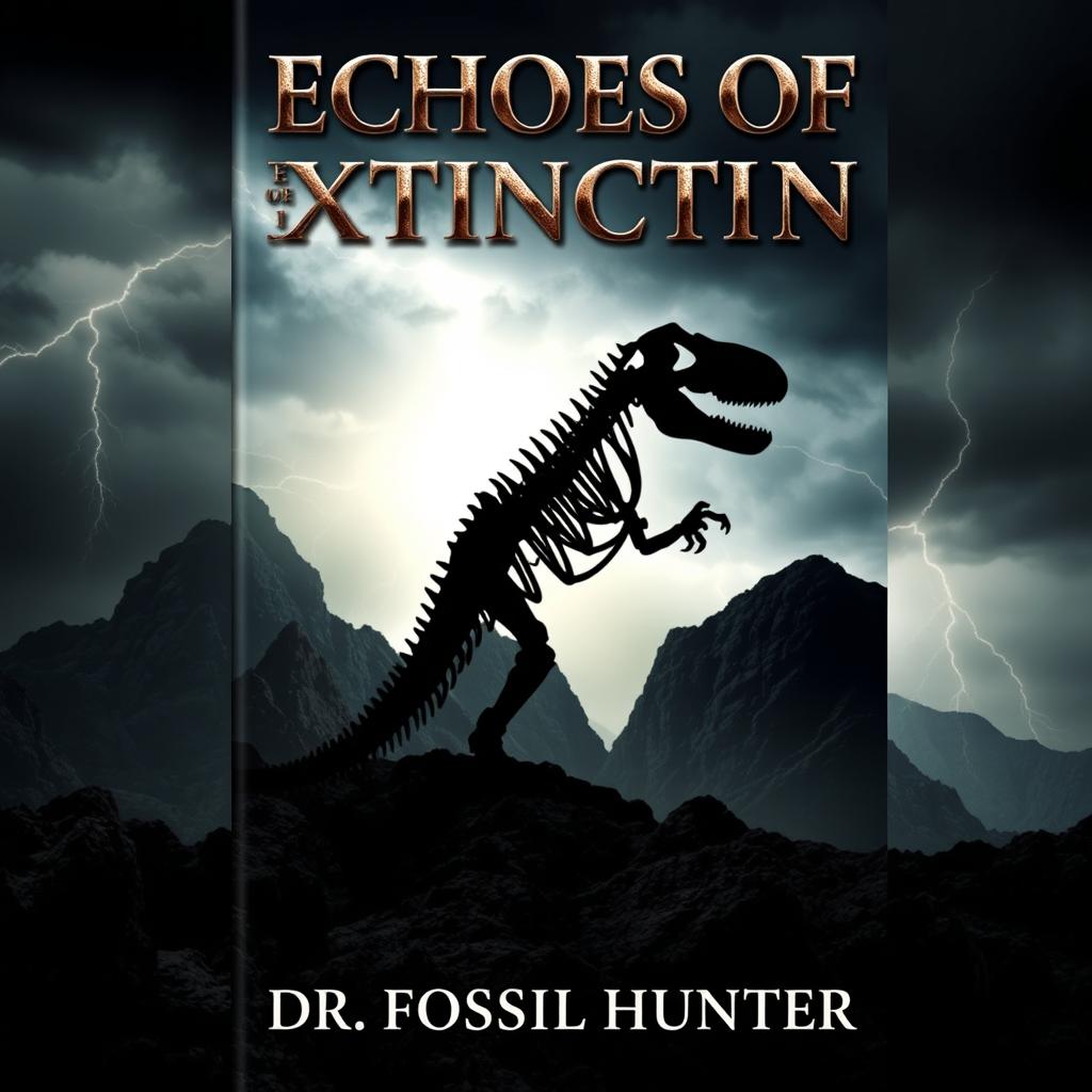 A dramatic book cover design for "Echoes of Extinction" by Dr