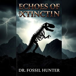 A dramatic book cover design for "Echoes of Extinction" by Dr