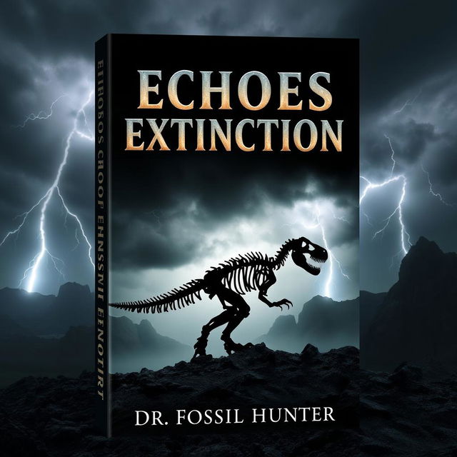 A dramatic book cover design for "Echoes of Extinction" by Dr