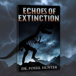 A dramatic book cover design for "Echoes of Extinction" by Dr