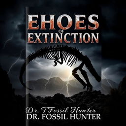 A dramatic book cover design for "Echoes of Extinction" by Dr