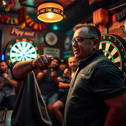 A blind man expertly throwing darts at a dartboard, showcasing his incredible skills