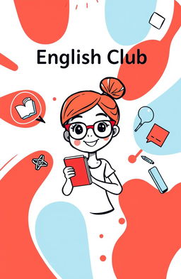 A vibrant and eye-catching cover design for an innovative English club notebook aimed at bachelor's degree students