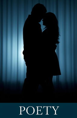 A beautiful and melancholic image depicting the shadows of a man and a woman intertwined, set against a softly blurred background