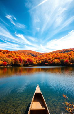 A stunning landscape showcasing a vast, colorful autumn forest filled with vibrant orange, red, and yellow leaves