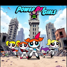 A vibrant movie poster for a film featuring the Powerpuff Girls