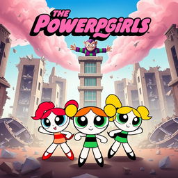 A vibrant movie poster for a film featuring the Powerpuff Girls