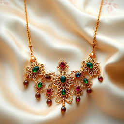 A beautifully crafted heirloom necklace that belonged to a grandmother, showcasing intricate designs inspired by Indonesian culture