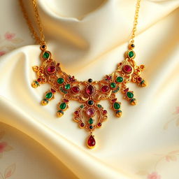 A beautifully crafted heirloom necklace that belonged to a grandmother, showcasing intricate designs inspired by Indonesian culture