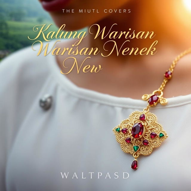 A captivating Wattpad cover design for a story titled 'Kalung Warisan Nenek'