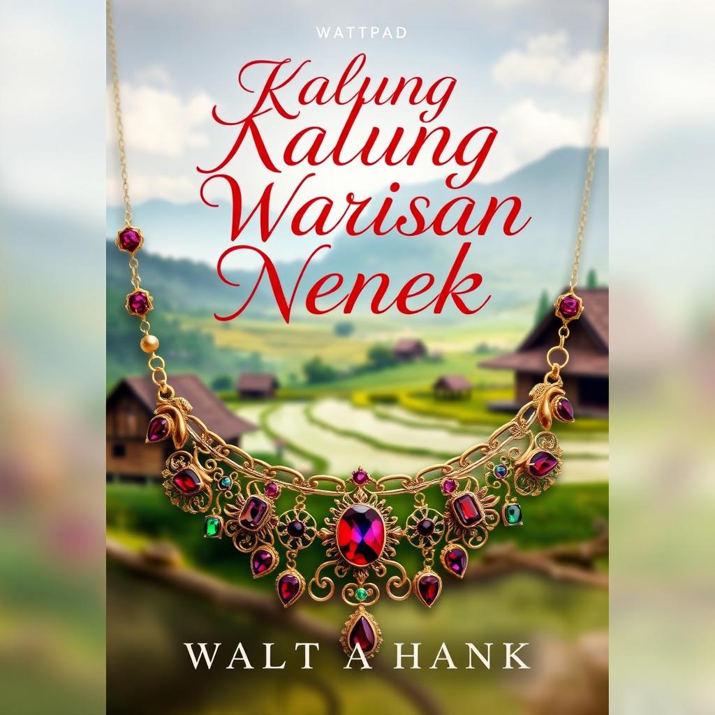 A captivating Wattpad cover design for a story titled 'Kalung Warisan Nenek'